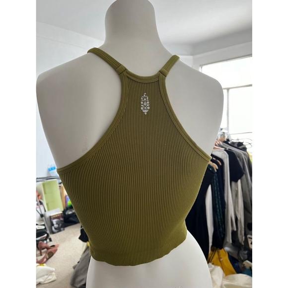 Free People movement Green stretch Ribbed halter Racerback Crop Tank Top 2 pcs - Picture 8 of 9